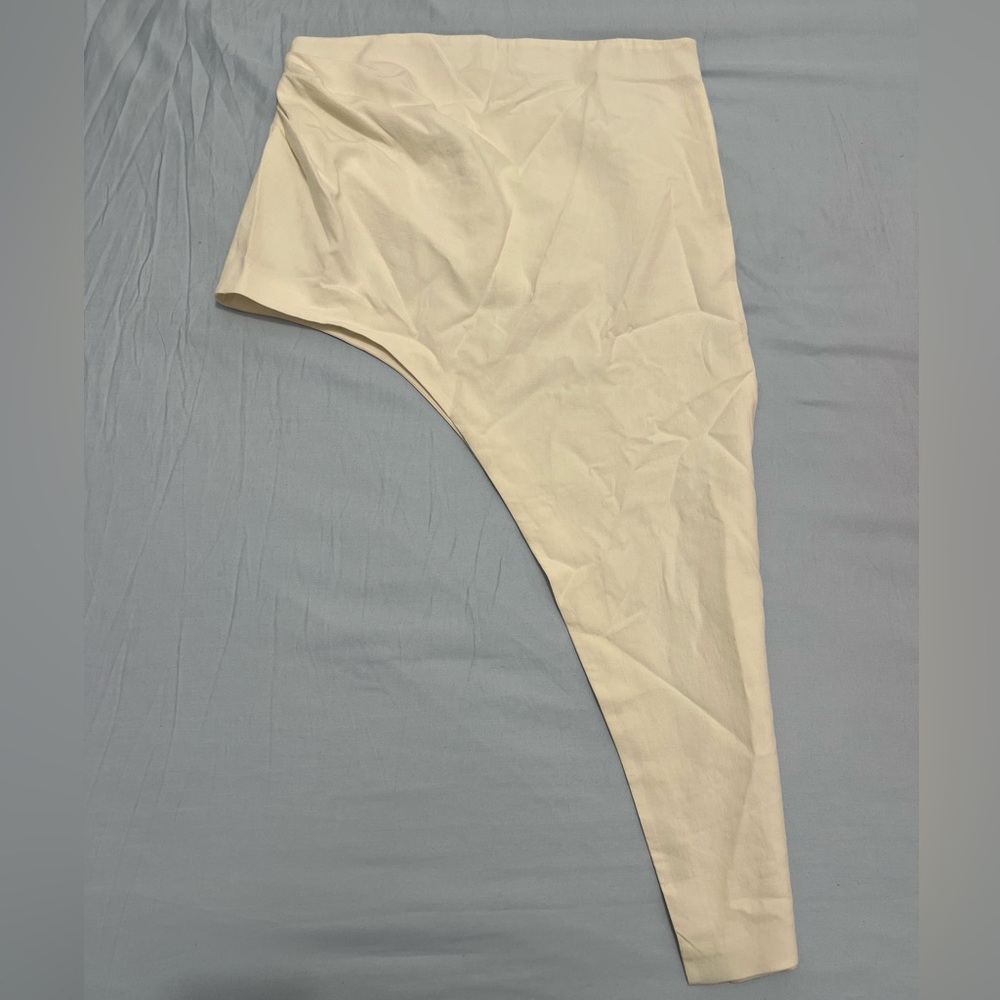 Beige high low linen skirt